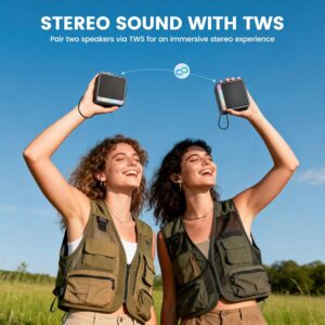 AOC ACS2311 Caixa de Som Portátil, Caixa de Som Bluetooth, à Prova d'Água IPX5, 12 Horas de Reprodução,Som Limpo e Potente, Emparelhamento Estéreo Sem Fio, Ideal para Casa e Viagens - Imagem 2