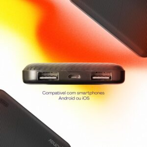 Geonav Power Bank, Carregador Portátil Universal 5.000mAh, 2 portas USB, Led Indicador de bateria, ES5KBK, Preto - Imagem 5