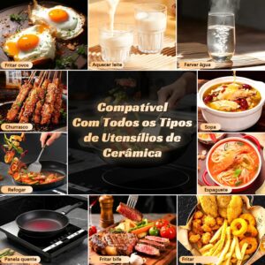 Cooktop Elétrico Portátil por Infravermelho 2200W, 14 Níveis de Temperatura - Compatível com Todos os Tipos de Panela, Temporizador, Função Travamento Infantil, 220V (Alternativa a Fogão de Indução) - Imagem 7