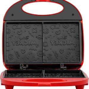 Sanduicheira Elétrica Mallory Mickey Mouse Funny Plates – Placas com Design, Superfície Antiaderente, Luzes LED, Alça com Toque Frio e Trava de Segurança - 127V - Imagem 5