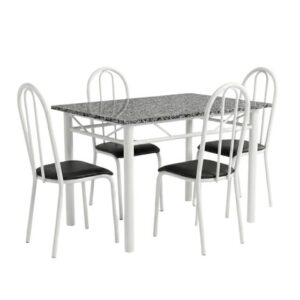Conjunto Mesa de Jantar 4 Lugares Retangular em Aço com Tampo em Granito Monique Mescla - Artefamol - Imagem 2