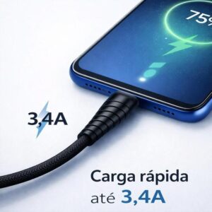 Cabo Carregador Tipo C Android Reforçado 2 Metros Original Inova - Imagem 4
