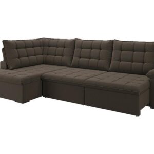 Sofá de Canto 6 Lugares Retrátil Reclinável Suede Veludo Dallas Flexforma Estofados - Imagem 1