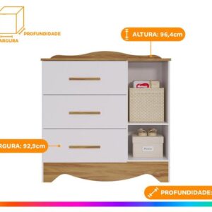 Cômoda de Bebê 3 Gavetas Moveis Peroba Harmonia - Imagem 3