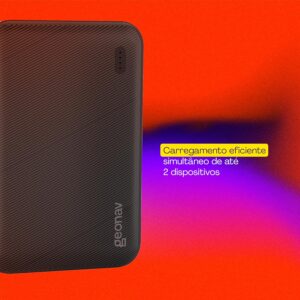 Geonav Power Bank, Carregador Portátil Universal 5.000mAh, 2 portas USB, Led Indicador de bateria, ES5KBK, Preto - Imagem 2