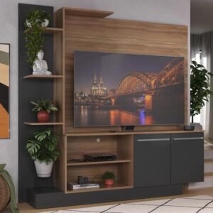 Estante Home Theater para TV até 55 Pol Denver Multimóveis Madeirado Preto - Imagem 1