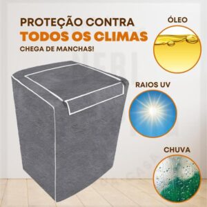 Capa Maquina De Lavar Eletrolux Brastemp 12kg 13kg 15kg 16kg - Vida pratika - Imagem 3