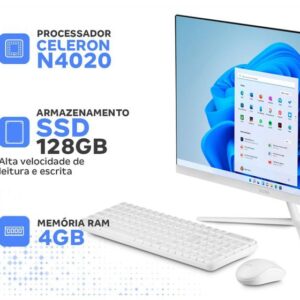 All in One Multilaser UB835 Intel Celeron N4020 4GB 128GB SSD LED 23,8" Full HD Windows 11 - Imagem 4