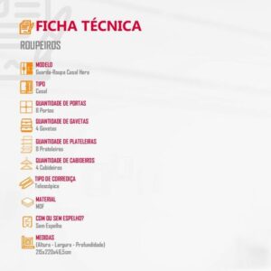 Guarda Roupa Casal Hera MDF 8 Portas e 4 Gavetas Rufato - Imagem 5
