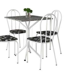 Mesa de Jantar 4 Cadeiras Quadrada Branca Artefamol America Thais - Imagem 1
