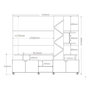 Estante Home para TV até 55 Polegadas Impressão Ripada Cross Lukaliam Off White/Tauari - Lukaliam Móveis - Imagem 3