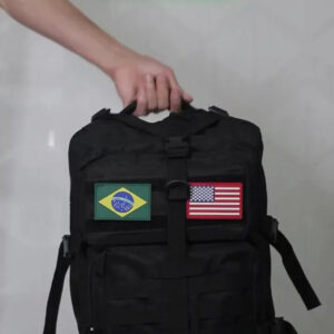 Mochila Tática Militar 50l Masculina Reforçada Impermeável Viagem Camping Pesca Com Patch Bandeira Brasil Bagear - Imagem 2