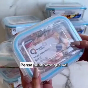 Kit 10 Potes Herméticos Vidro 640ml Starhouse Marmita Forno Micro-ondas Airfryer com 4 travas de super vedação - Imagem 2