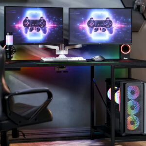 Escrivaninha Gamer Tóquio Industrial Preta de 115 cm para Home Office e Estudo com Prateleira - Imagem 2