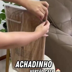 Cesto de Roupa Bambu Retangular de 72L com Tampa e Forro de Linho - Imagem 2