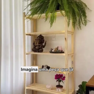 Kit 2 Estante Prateleiras Armário Multiuso Madeira Pinus - Imagem 2