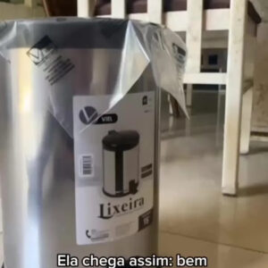 Lixeira Inox 15l Pedal Tampa Antiodor Cozinha Banheiro LHP ECOMMERCE Preto - Imagem 2