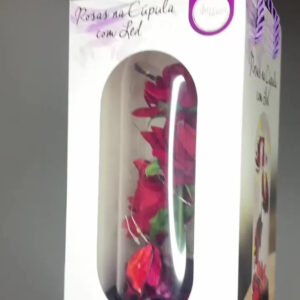 Rosa Eterna Vermelha Em Cúpula Iluminada Presente Dia Das Mães E Dia Dos Namorados Decoração Romântica Delicada Vapt Vupt - Imagem 2