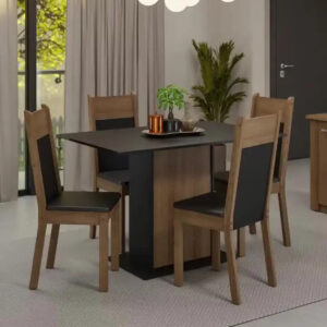 Sala De Jantar Mesa Tampo De Vidro 4 Cadeiras Tifani Madesa Cor Rustic/Crema/Sintético Bege XMMDJA040165 - Imagem 2