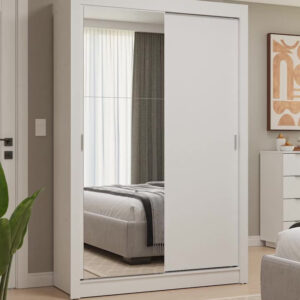 Guarda Roupa Denver Madesa Solteiro Armário Quarto 2 Port Correr Espelho P Cor Preto 10948N1E - Imagem 2