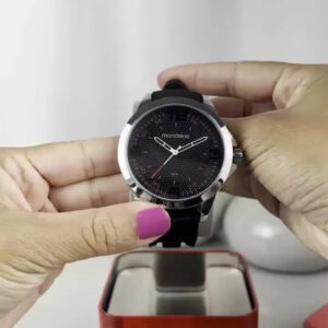 Relógio Mondaine Masculino De Pulso Analógico Quartzo Pulseira Silicone Confortável Preto Prata Prova D'água 50 Metros - Imagem 2