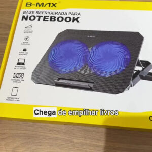 Suporte Base Refrigerada 2 Coolers Ventoinhas Resfriar Notebook Ventilação Silenciosa Ajustável Até 17 Pol Usb Cor Preto Led Azul - Imagem 2