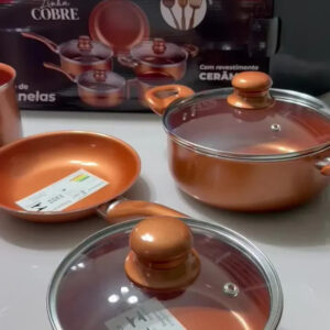 Jogo De Panelas Cerâmica 8 Peças Com Tampa De Vidro Premium - Imagem 2
