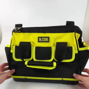 Bolsa Ferramentas Reforçada Grande Lona B-TEK BT-398 Mala 16 Bolsos 15kg Eletricista Encanador Mecânico Mochila Fundo Emborrachado Manutenção Predial Porta Ferramenta Profissional Preto E Amarelo - Imagem 2