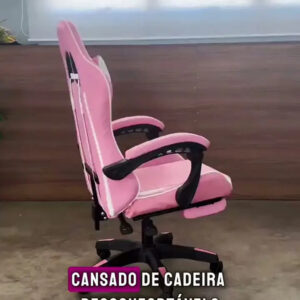 Cadeira Gamer Python Fly Rosa/Branco Reclinável 150kg Apoio de Pés - Imagem 2