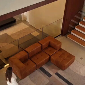 Sofá Modular Policouro Marrom 3 Lugares 2 Cantos Com Apoio - Imagem 2