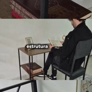 Mesa Escrivaninha Office Estudo Estilo Industrial Klm Store. Cor Dourado com Off White - Imagem 2