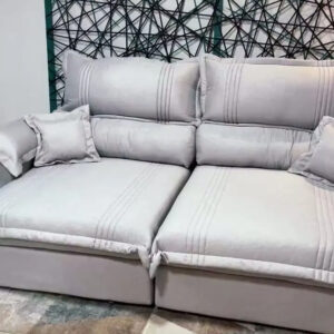 Sofá Retrátil Reclinável 2,50m Nivus Cinza Molas Ensacadas - King House - Imagem 2