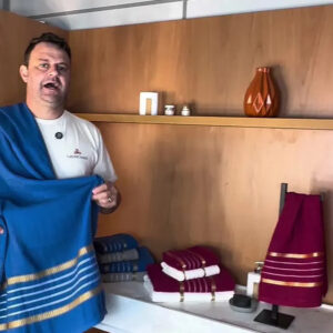 Jogo Toalhas Luxo Gigante (2 Banho E 2 Rosto) Toalhas Grande Cor Pérola e Vinho Liso - Imagem 7
