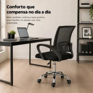 Cadeira Secretária Office Base Giratória Cor Preta - Imagem 4