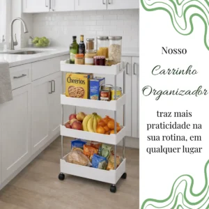 Carrinho Organizador Rodinhas Multiuso Cozinha Prateleiras - Imagem 3