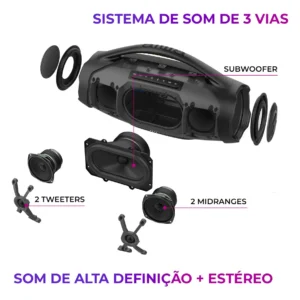 Caixa de Som Boombox Plus AIWA BBS-01-LBL 200W Bluetooth 30H IP66 USB RGB - Imagem 6