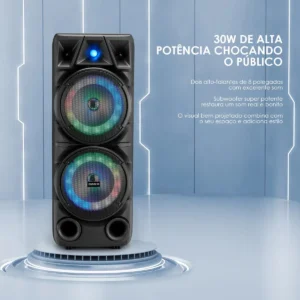 Torre De Som Graves Potentes Bass Boost, Iluminação Colorida, Karaokê, Party Speaker Caixa De Som Amplificada Caixa De Som Bluetooth Usb Tf Mic Dc5v Aux Amplificador Duplo Com Tela De Exibição - Imagem 5
