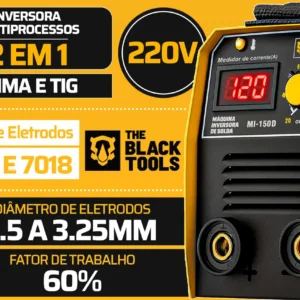 Máquina Inversora De Solda Portatil Mma Eletrodo MI150D 120A The Black Tools - Imagem 7