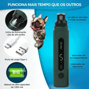 Cortador De Unha Pet Cachorro Gato Lixador Elétrico 5 Modos - Imagem 4