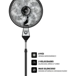 Ventilador De Coluna Wap Flow Turbo 180w 50cm 8p 3 Vel. 220v - Imagem 7
