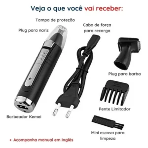 Barbeador Eletrico Sem Fio Recarregavel Barba Orelha Nariz - Imagem 5