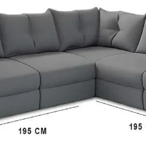 Sofa De Canto 5 Lugares Suede Qatar Estofados - Cinza - Imagem 2