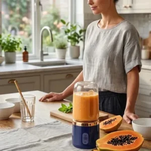 Liquidificador Mini Portátil Mixer 400ml Copo Shakes Sem Fio Azul-marinho - Imagem 4