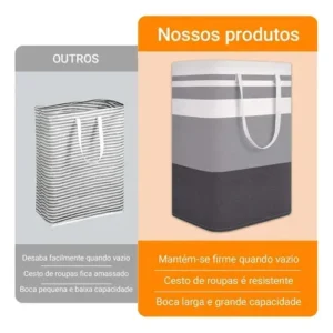 Kit 2 Cesto De Roupa Suja Grande Dobrável Para Banheiro 72l - Imagem 3