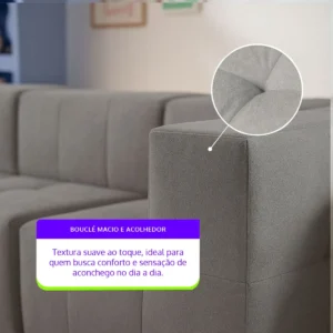 Sofá Modular Na Caixa Bouclé Linho 4 Lugares 2 Braços - Imagem 7