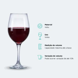 Jogo de Taças para Vinho Ruvolo de Vidro, 490 mL – Kit com 12 Peças - Imagem 5