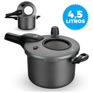 Panela de Pressão 4,5l com Fechamento Externo Tampa com Visor de Vidro Antiaderente Grafite MTA - Imagem 2