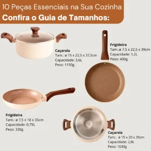 Jogo De Panelas Cerâmico Antiaderente Indução 10 Peças - Imagem 3