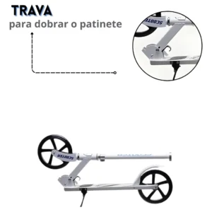 Patinete Infantil Adulto Profissional 2 Rodas Grandes Branco Sem Desenho - Imagem 7