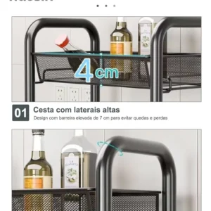 Carrinho Organizador 4andares,aço Rodinhas Multiuso Fruteira - Imagem 7